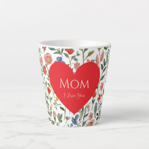 Moederdag, Ik Hou van Jou,Bloemen Patroon,Liefde H Latte Mok