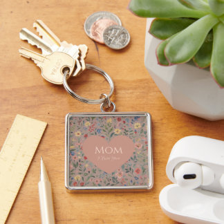 Moederdag,Ik Hou van Jou,Bloemen Patroon,Liefde Ha Sleutelhanger