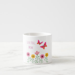 Moederdag, Ik Hou Van Jou Mama, Bloemen Patroon  E Espresso Kop