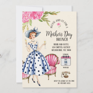 Moederdag Invitation - Lady Holding Champagnes Kaart
