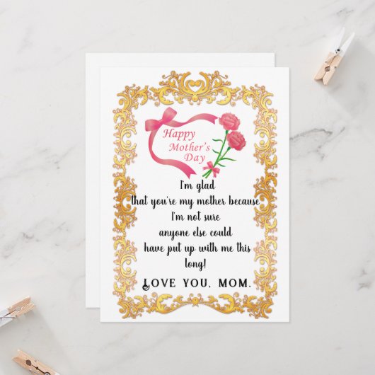 Moederdag Kaart (Voorkant / Achterkant in situ)