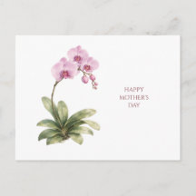 Moederdag kaart aquarel orchidee bloem elegant