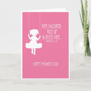 Moederdag Kaart Bijbel Verse Girl Silhouette