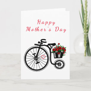 Moederdag Kaart bike met bloemen voor mam