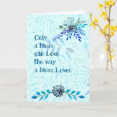 Moederdag Kaart Blue met Flowers & Mam's Love (Gele Bloem)