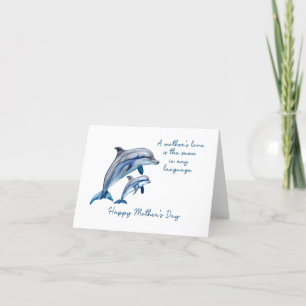 Moederdag Kaart Dolphin Animal Ma en Baby Kaart