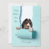 Moederdag kaart met gescheurd papier en hond die g (Voorkant)