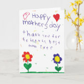 Moederdag Kaart met Kinder kunst (Gele Bloem)