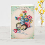 Moederdag Kaart met kitten & CuteMessage (Gele Bloem)