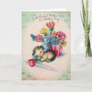 Moederdag Kaart met kitten & CuteMessage