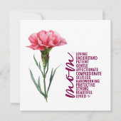 Moederdag kaart met roze anjer (Voorkant)