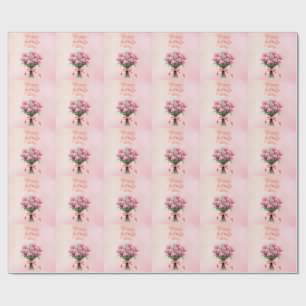 Moederdag kaart met Roze Anjer Cadeaupapier