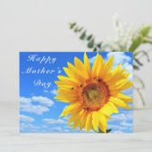 Moederdag Kaart met zonnebloem en bijen (Staand voorkant)