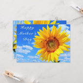 Moederdag Kaart met zonnebloem en bijen (Voorkant / Achterkant in situ)