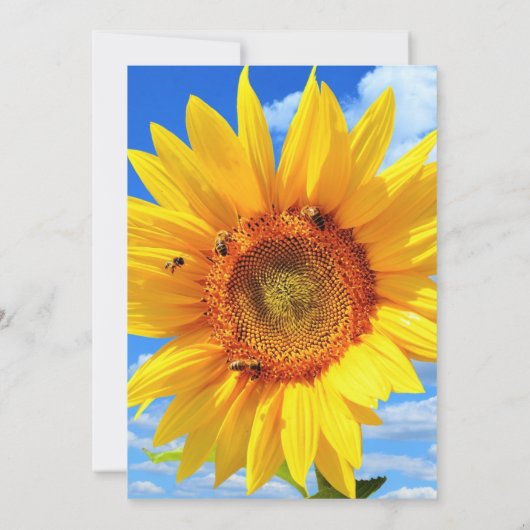 Moederdag Kaart met zonnebloem en bijen (Achterkant)