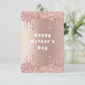 Moederdag Kaart Roos Goud Glitter Sparkle Drips (Staand voorkant)