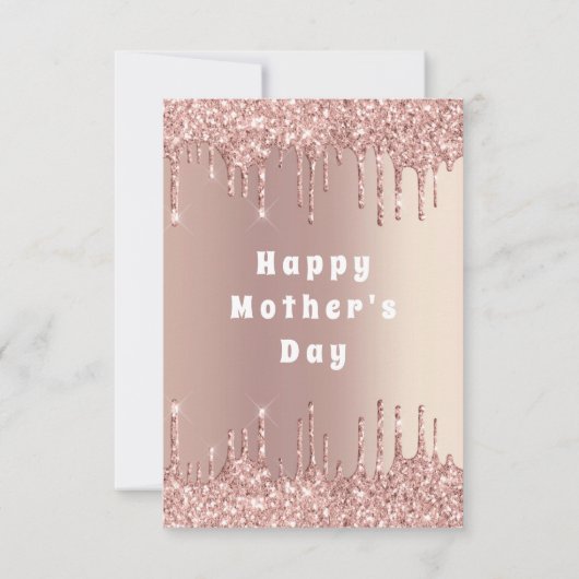 Moederdag Kaart Roos Goud Glitter Sparkle Drips (Achterkant)