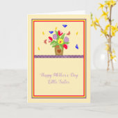 Moederdag Kaart voor Kleine zuster, Bloedpotje (Gele Bloem)