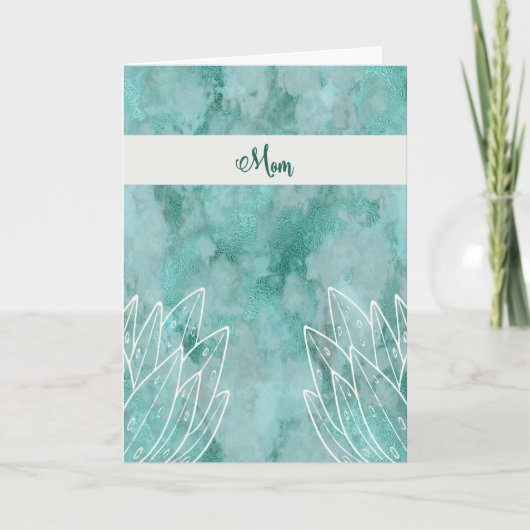 Moederdag Kaart voor mam Turquoise met Planten (Voorkant)