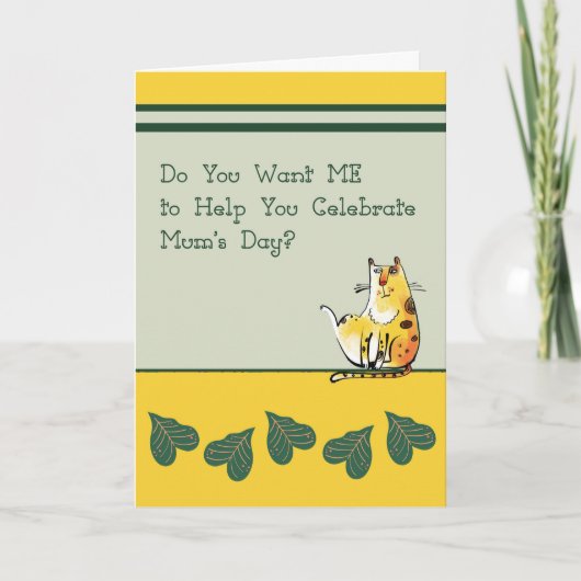 Moederdag Kaart voor moeder met kat (Voorkant)