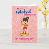 Moederdag kaart voor slechte stiefmoeders (Gele Bloem)