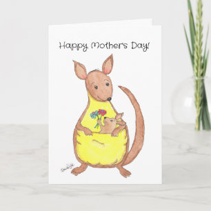 Moederdag Kangoeroe en Baby Kaart