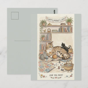Moederdag Kat en Kittens Briefkaart
