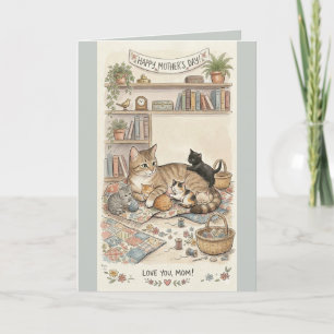 Moederdag Kat en Kittens Kaart