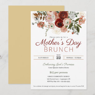 Moederdag kerk brunch blush roze bloemen kaart