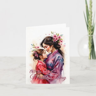 Moederdag Kimono Kunst met Bloemige Omarming Kaart