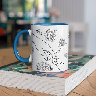 Moederdag Kinderen Die Hand Van Moeder Vasthouden Koffiemok
