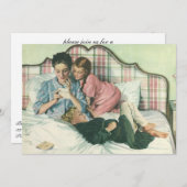 moederdag, kinderen die kaarten lezen in bed (Voorkant / Achterkant)