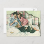 moederdag, kinderen die kaarten lezen in bed (Voorkant / Achterkant)