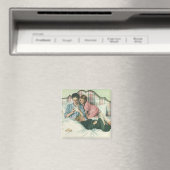 moederdag, kinderen die kaarten lezen in bed magneet (Insitu (Vaatwasser))