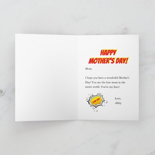 Moederdag kleurstof van de Kinder superheld Kaart (Binnen)
