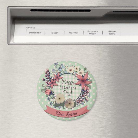 Moederdag Koraal Bloemen voor Zus Magneet (Insitu (Vaatwasser))