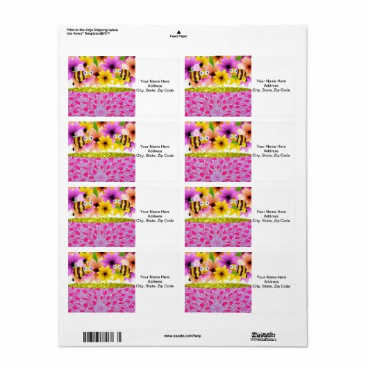 Moederdag labels Bumblebee (Full Sheet)