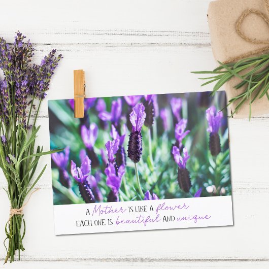 Moederdag Lavender veld inspirerend quote Briefkaart