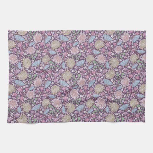 Moederdag Lentetuin Chrysanthemum Mum Japan Theedoek (Horizontaal)