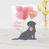 Moederdag Liefde Zwarte Labrador Retriever Hond Kaart (Gele Bloem)
