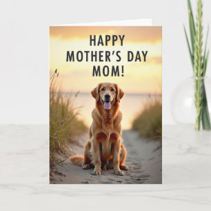 Moederdag-liefdekaart met gouden hond kaart