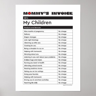 Moederdag-liefdesfactuur voor mama - Gift for ma Poster