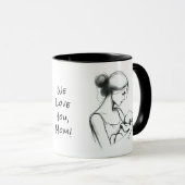 Moederdag Liefdevolle Moeder en Baby Modern Sketch Mok (Voorkant rechts)