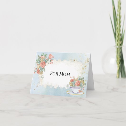 Moederdag  Lijst Tea Cup Rozen Daisies Feestdagen Kaart (Voorkant)