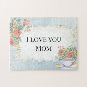 Moederdag  Lijst Tea Cup Rozen Daisies Legpuzzel