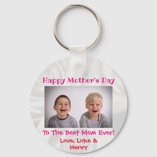 Moederdag Love Best Mam Ever Cute Kinder Foto Sleutelhanger (Voorkant)