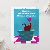 Moederdag Love of a Bad Cat Kaart (Voorkant / Achterkant in situ)