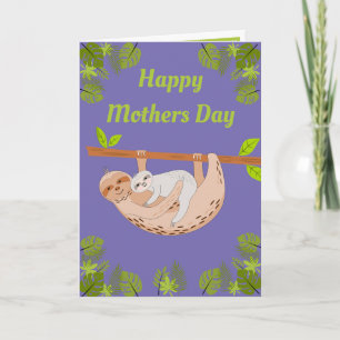 Moederdag luiaard en baby kaart