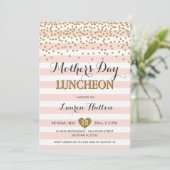 Moederdag Lunch Elegante Roze Roze en Goud Kaart (Staand voorkant)