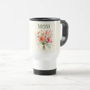 Moederdag Mam Bloemenboeket Kleurrijk Bloemstuk Reisbeker